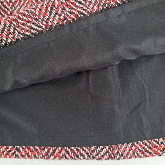 Ann Taylor Loft A-Line Mini Skirt Womens 8 Red Tweed Wool Blend Academia Preppy - Picture 6 of 13